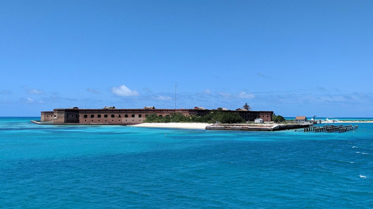 Dry Tortugas National Park includes Fort Jefferson, once used as a prison.